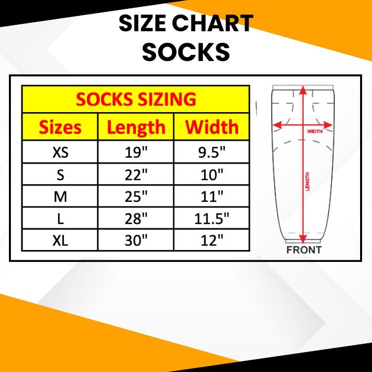 VMF Sportswear – Size Chart – Socks