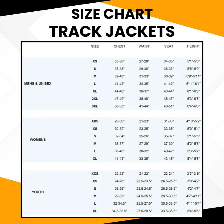 VMF Sportswear – Size Chart – Track Jacket